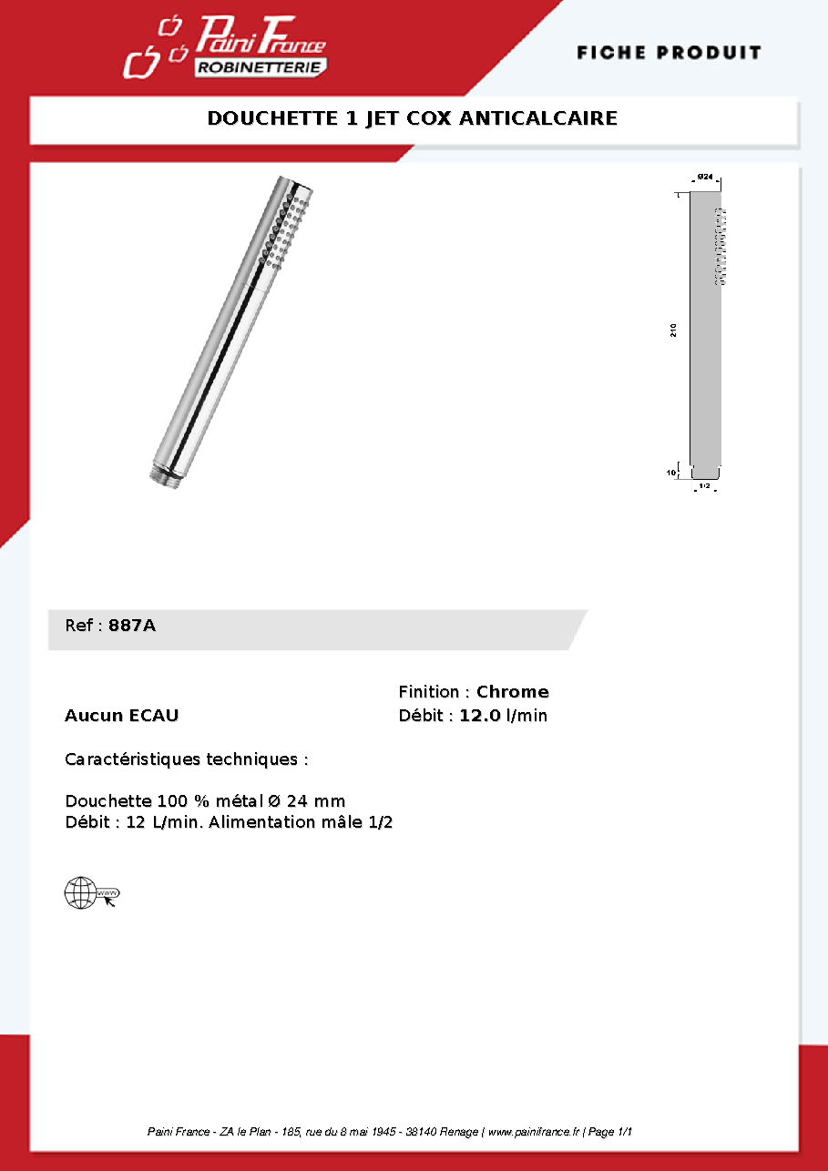 Fiche technique fournisseur