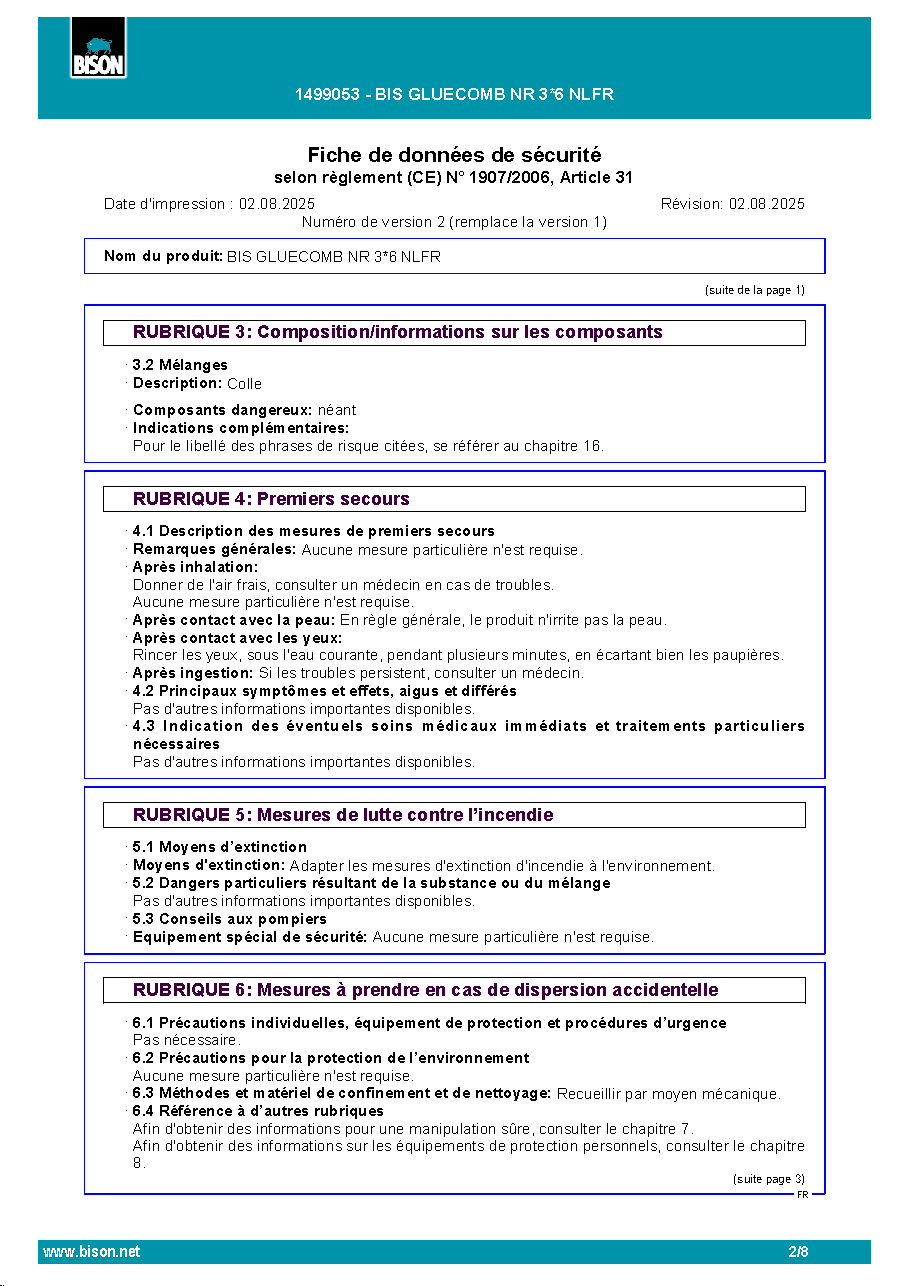 Fiche technique fournisseur