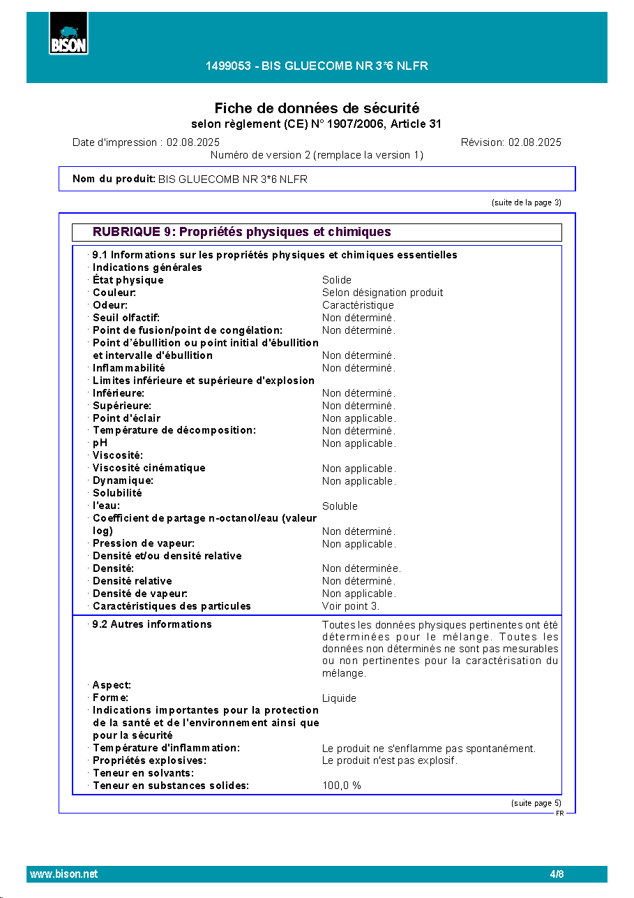 Fiche technique fournisseur