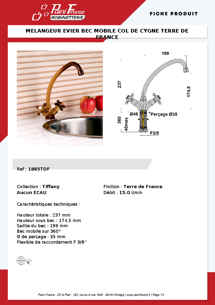 Fiche technique fournisseur