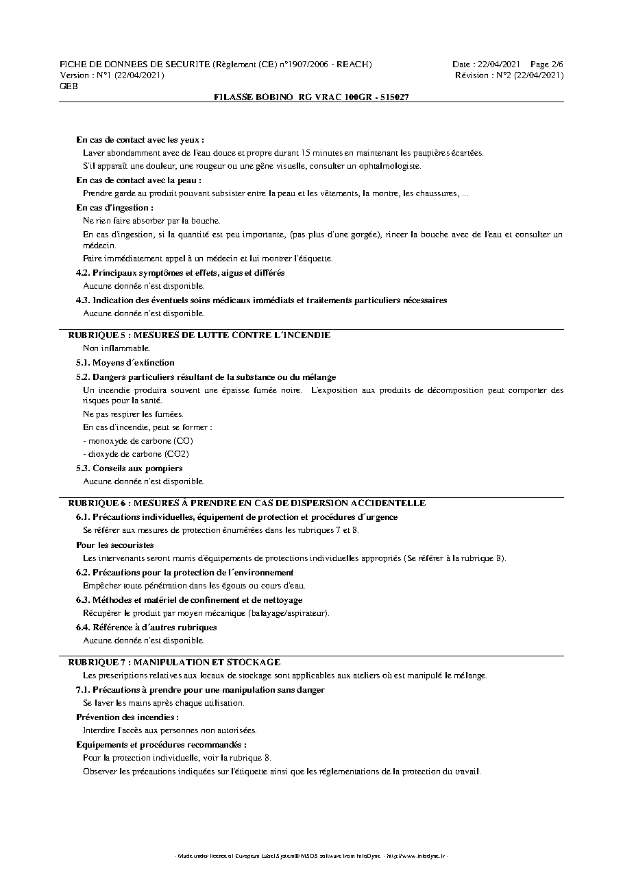Fiche technique fournisseur