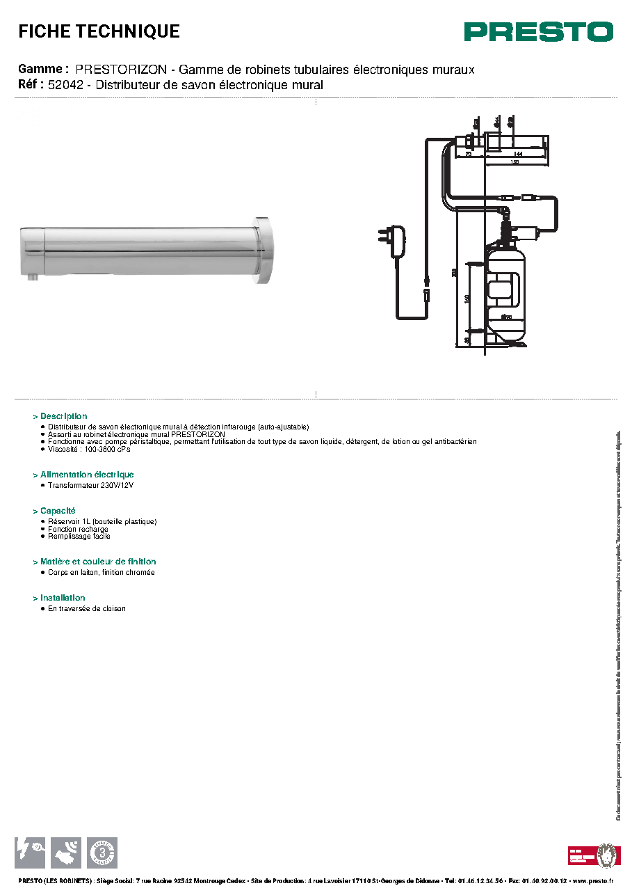 Fiche technique fournisseur