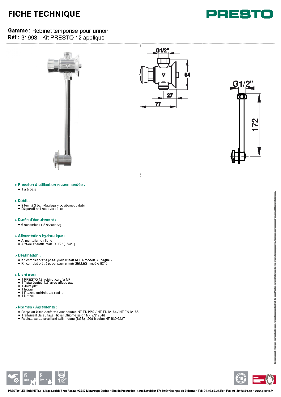 Fiche technique fournisseur