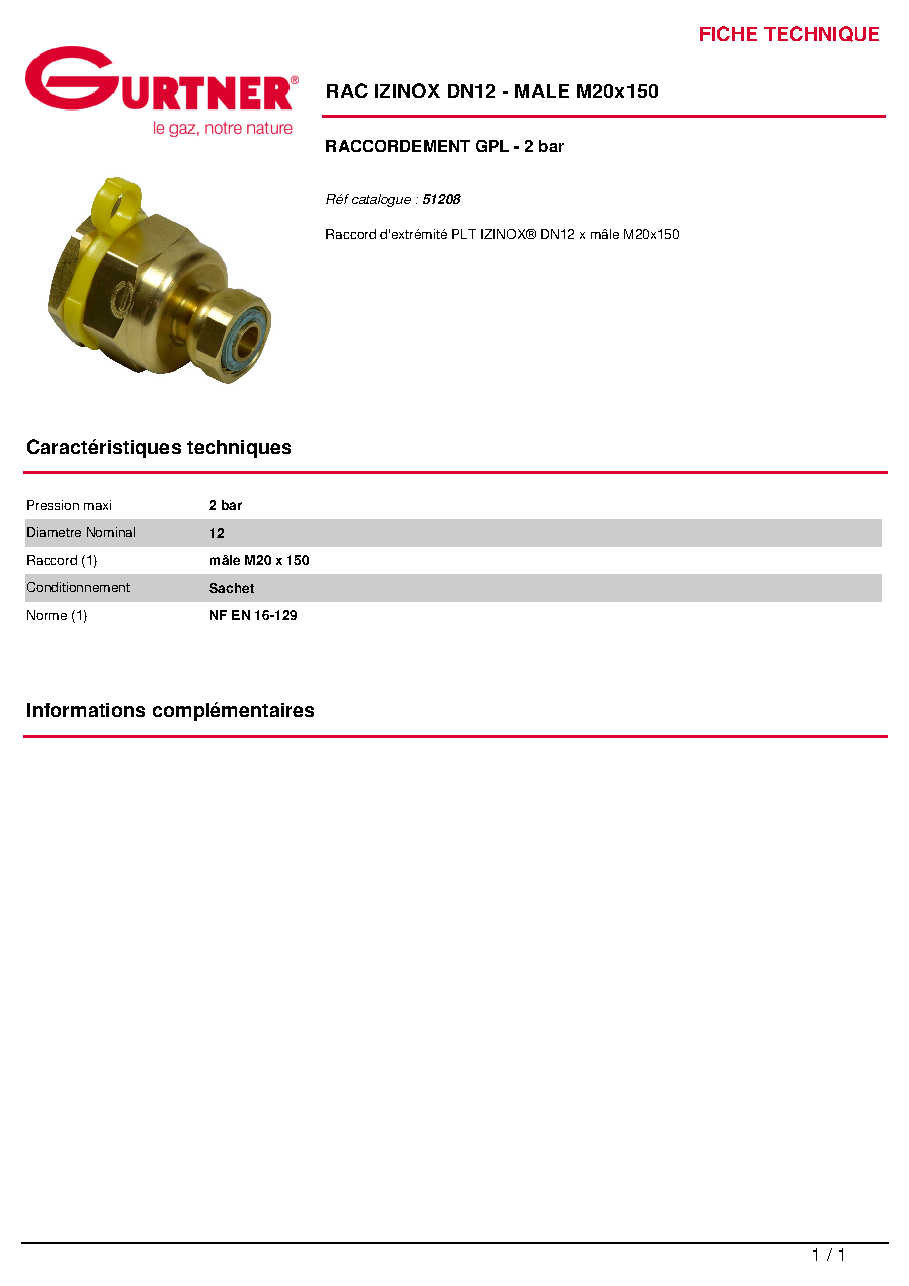 Fiche technique fournisseur