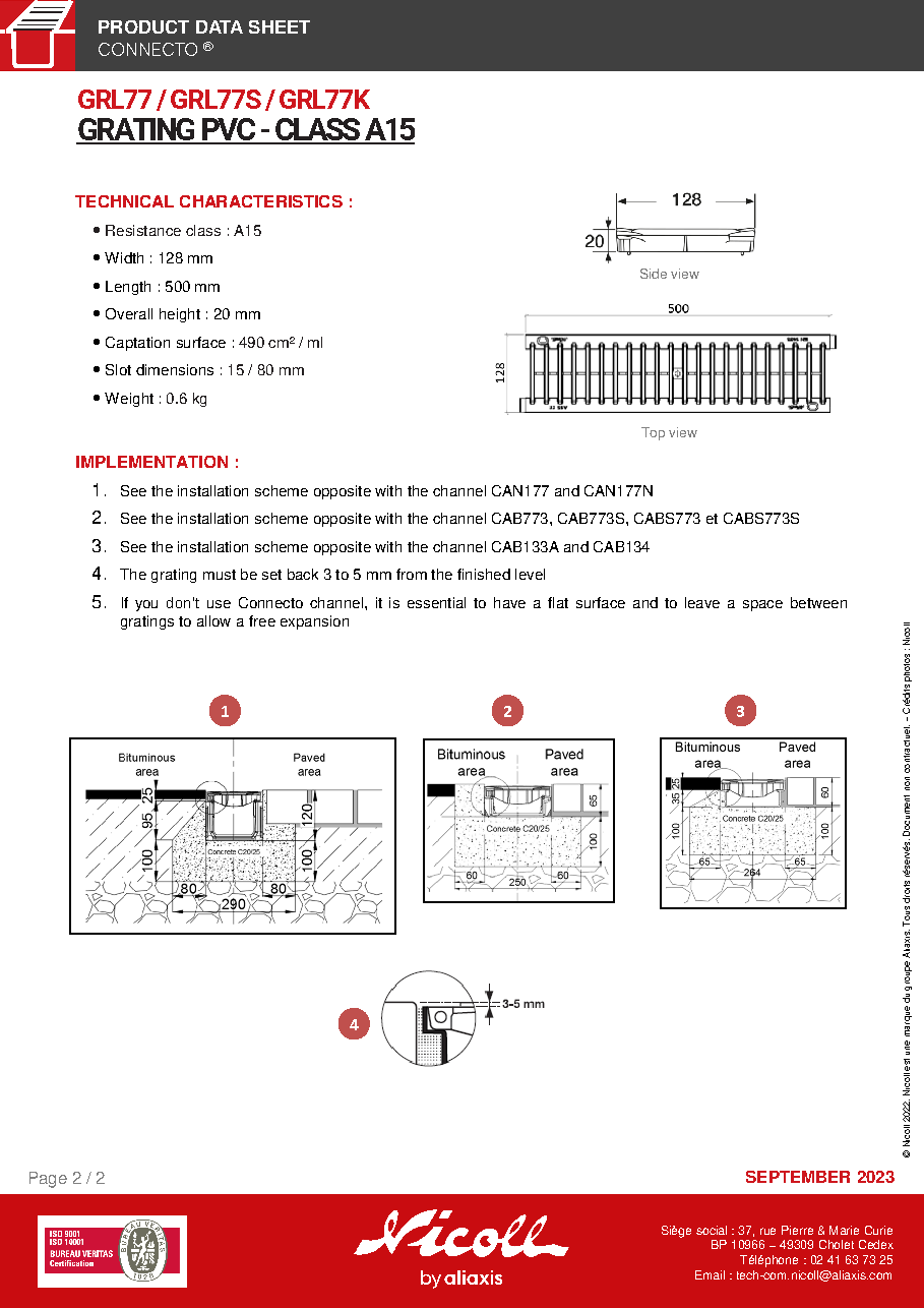 Fiche technique fournisseur