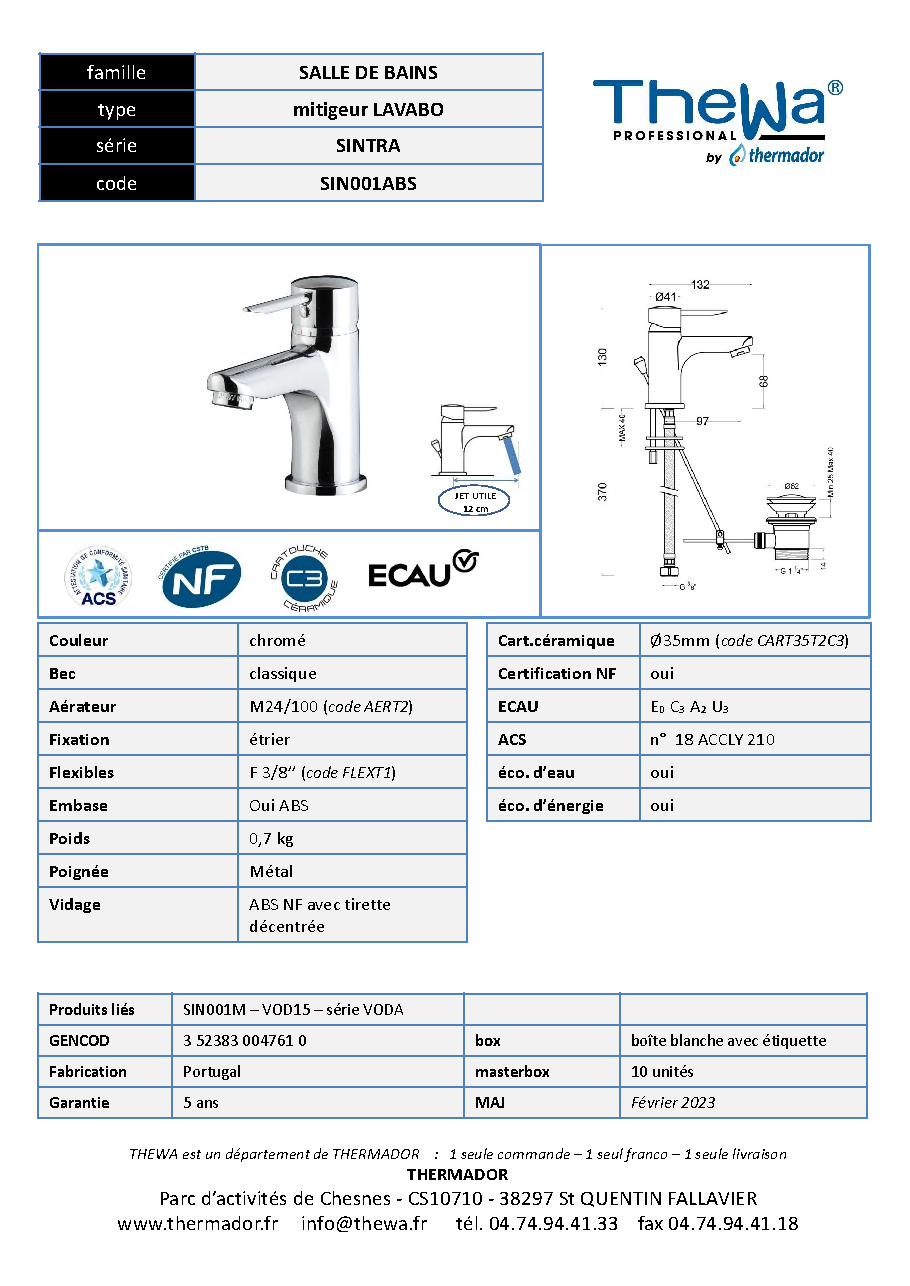 Fiche technique fournisseur