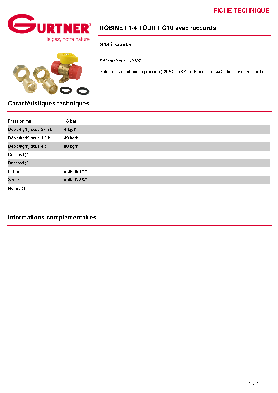 Fiche technique fournisseur