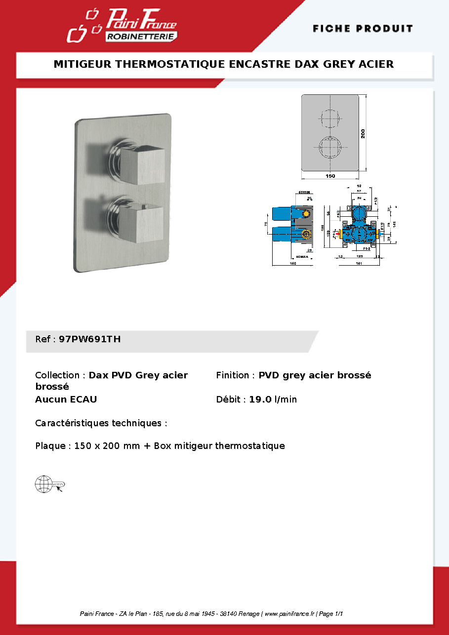 Fiche technique fournisseur