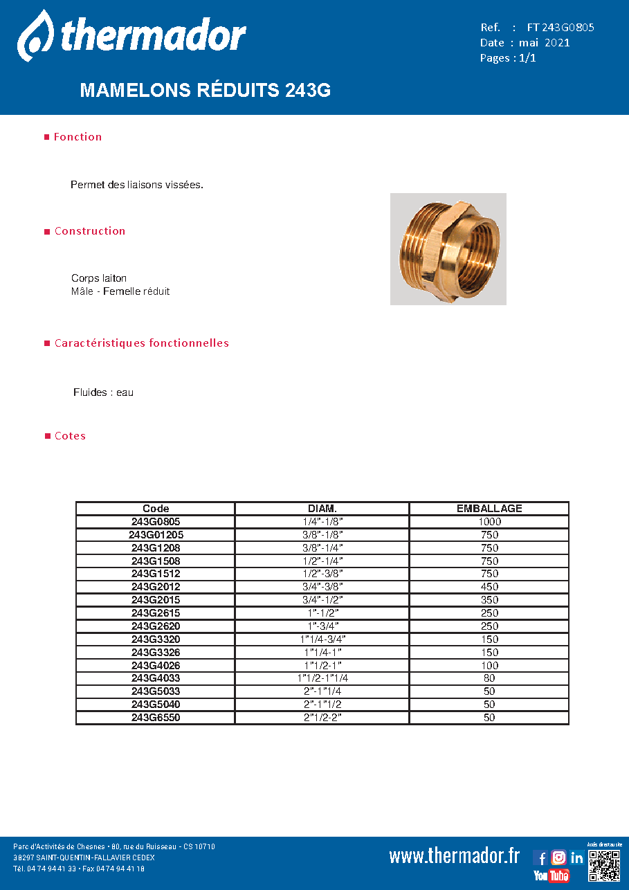 Fiche technique fournisseur