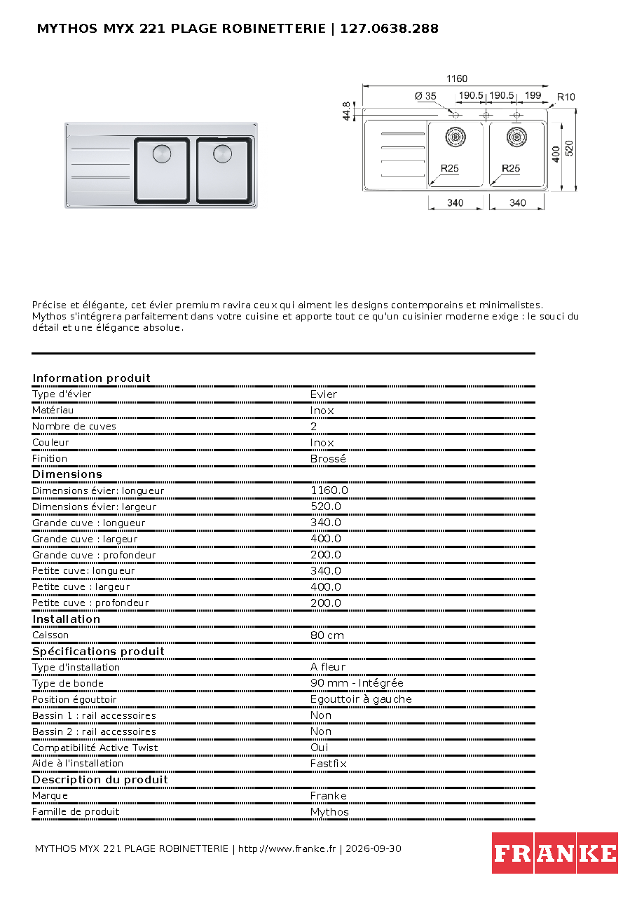 Fiche technique fournisseur