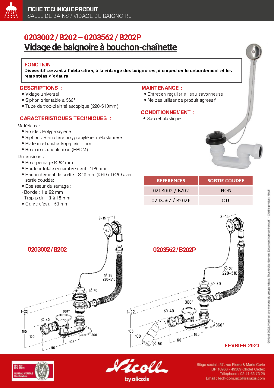 Fiche technique fournisseur