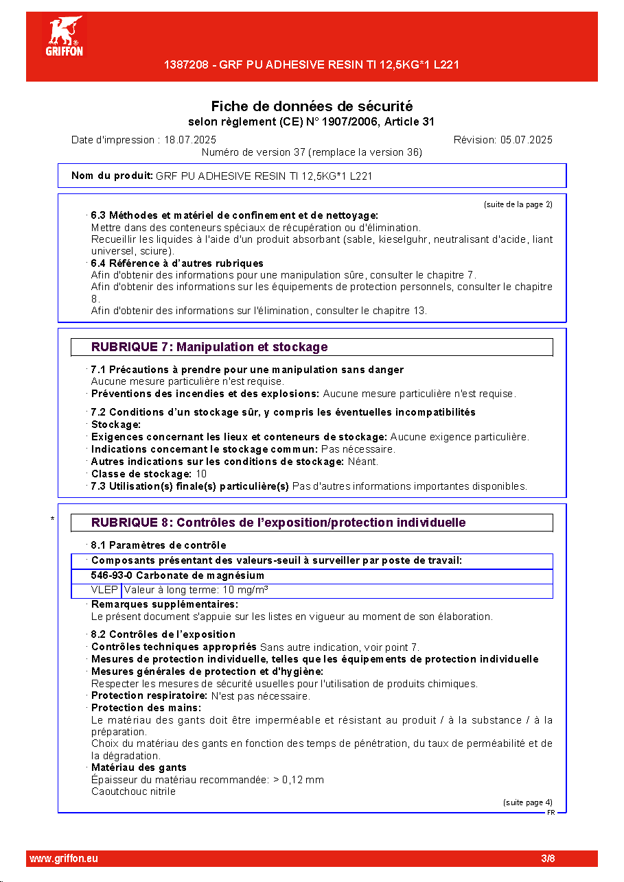 Fiche technique fournisseur