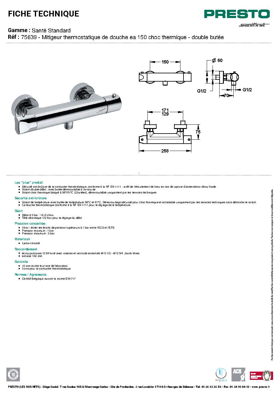 Fiche technique fournisseur