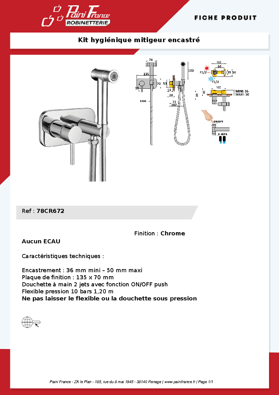 Fiche technique fournisseur