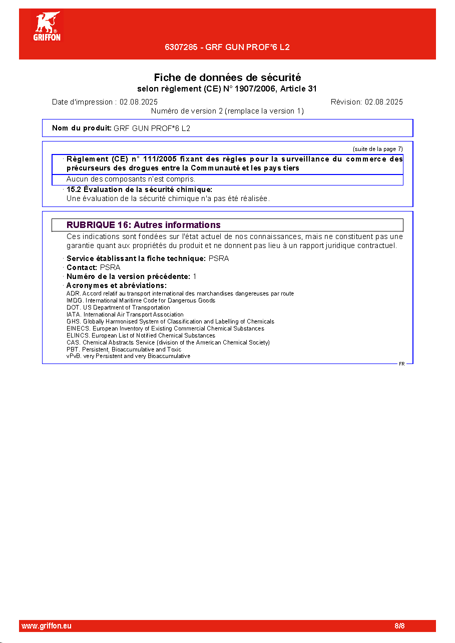 Fiche technique fournisseur
