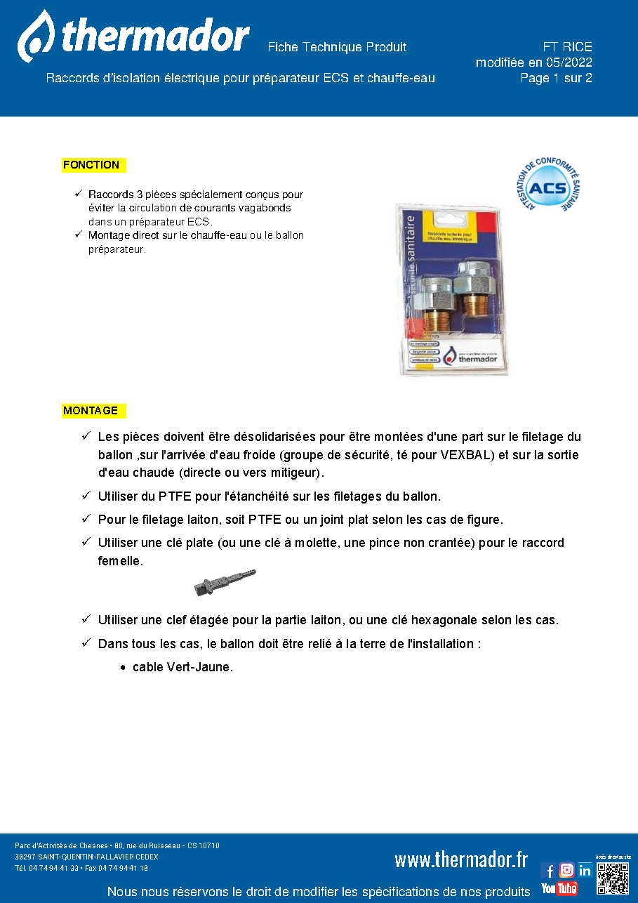 Fiche technique fournisseur