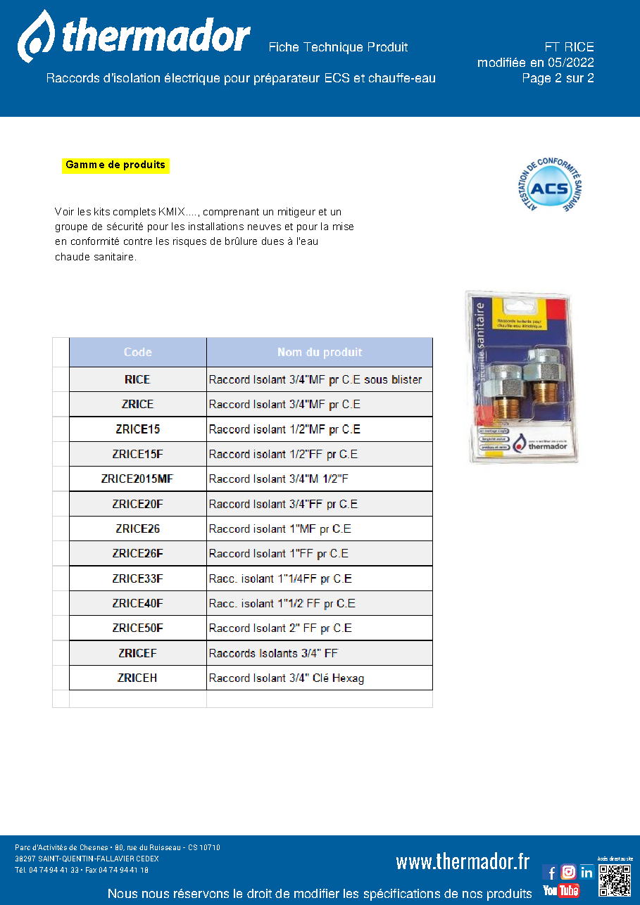 Fiche technique fournisseur