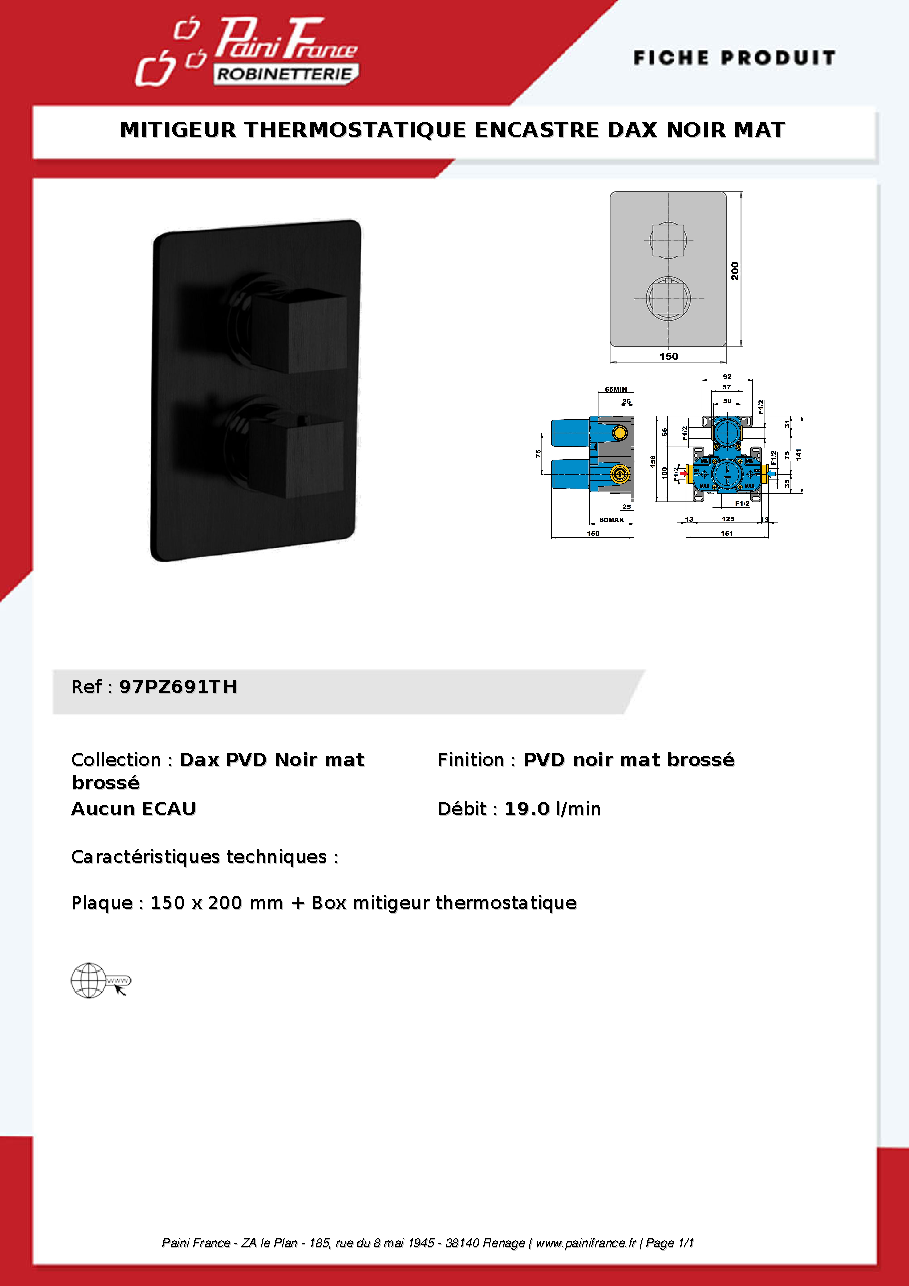 Fiche technique fournisseur