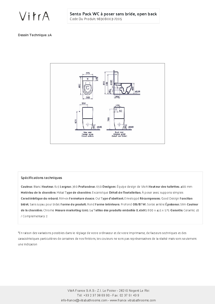 Fiche technique fournisseur