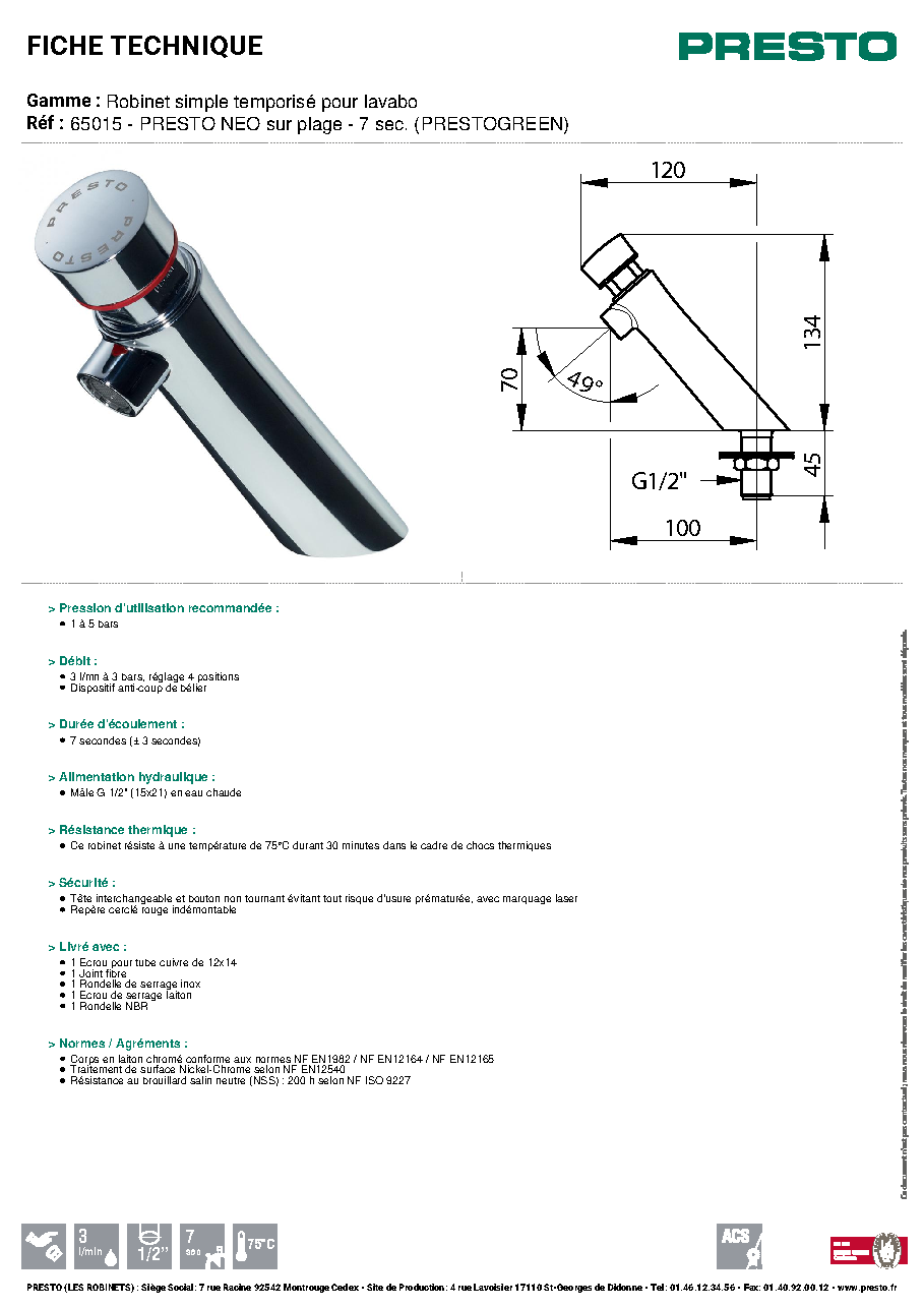 Fiche technique fournisseur