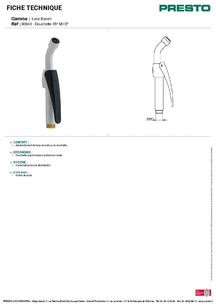 Fiche technique fournisseur