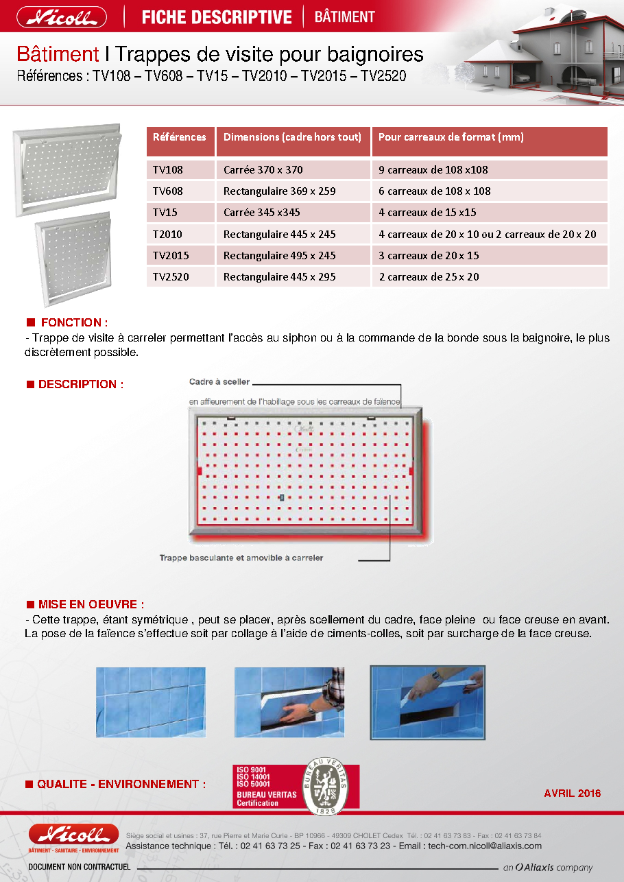 Fiche technique fournisseur