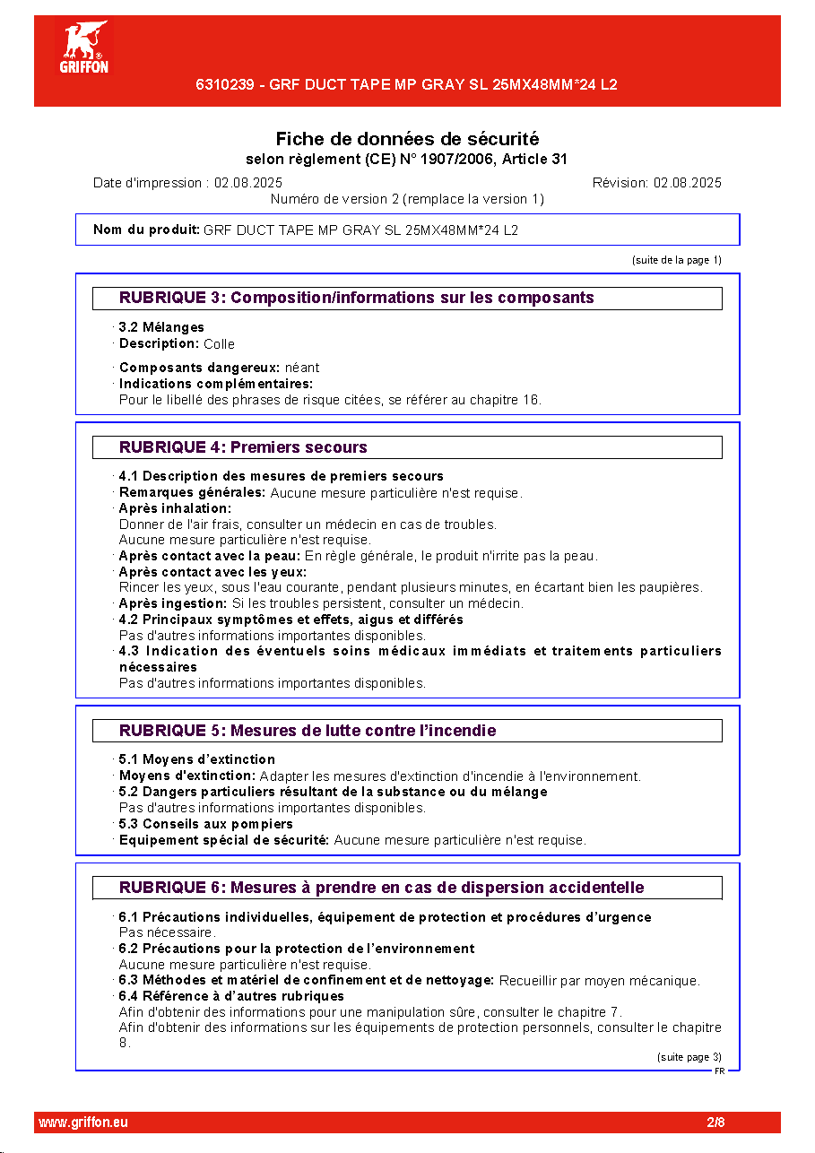 Fiche technique fournisseur