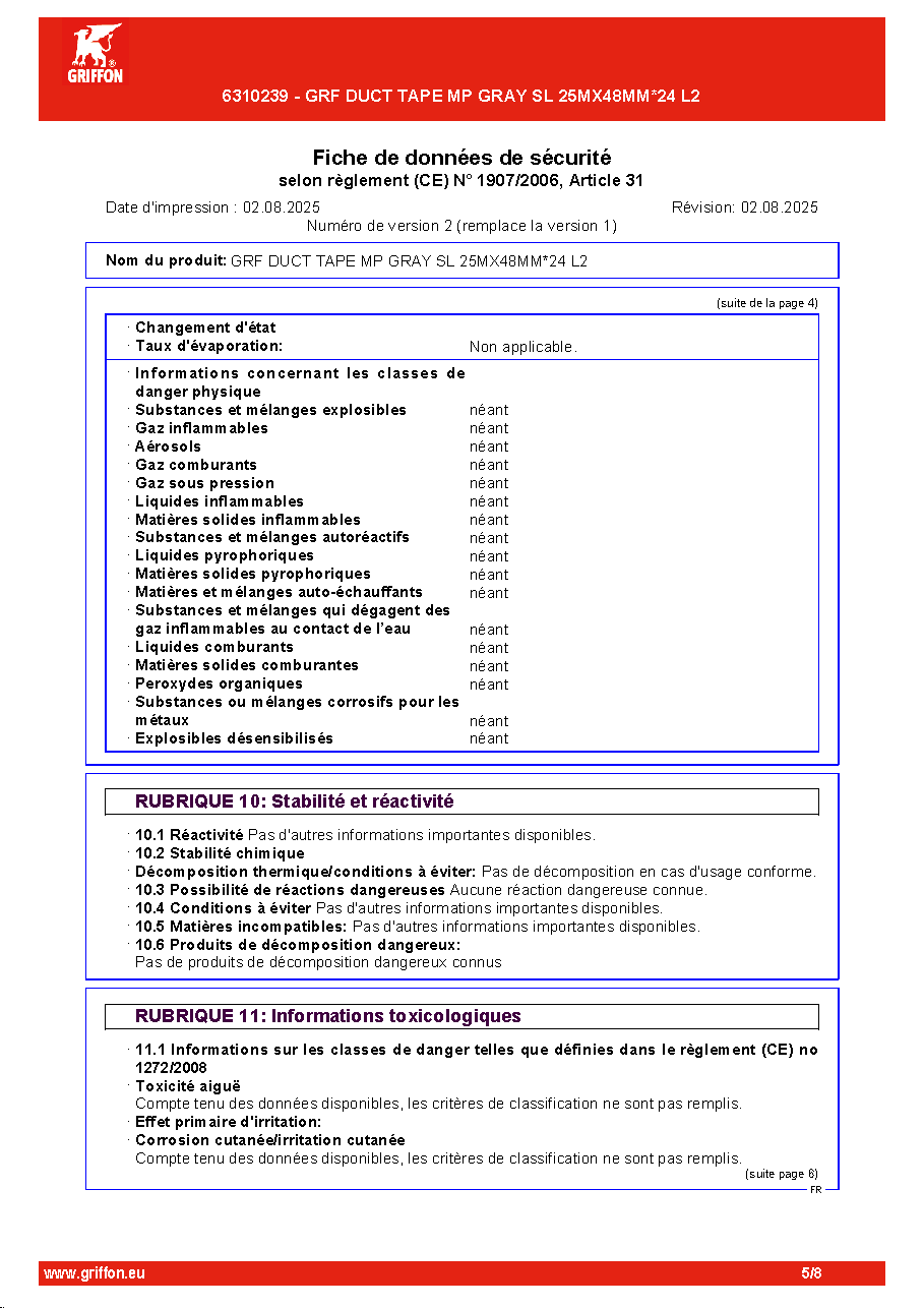 Fiche technique fournisseur