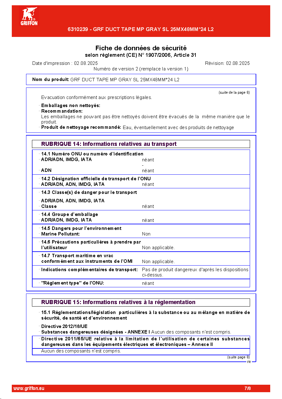 Fiche technique fournisseur