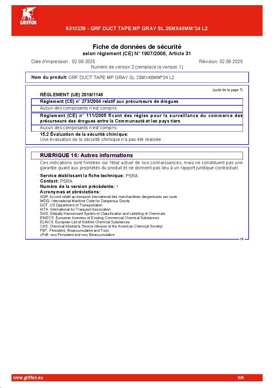 Fiche technique fournisseur