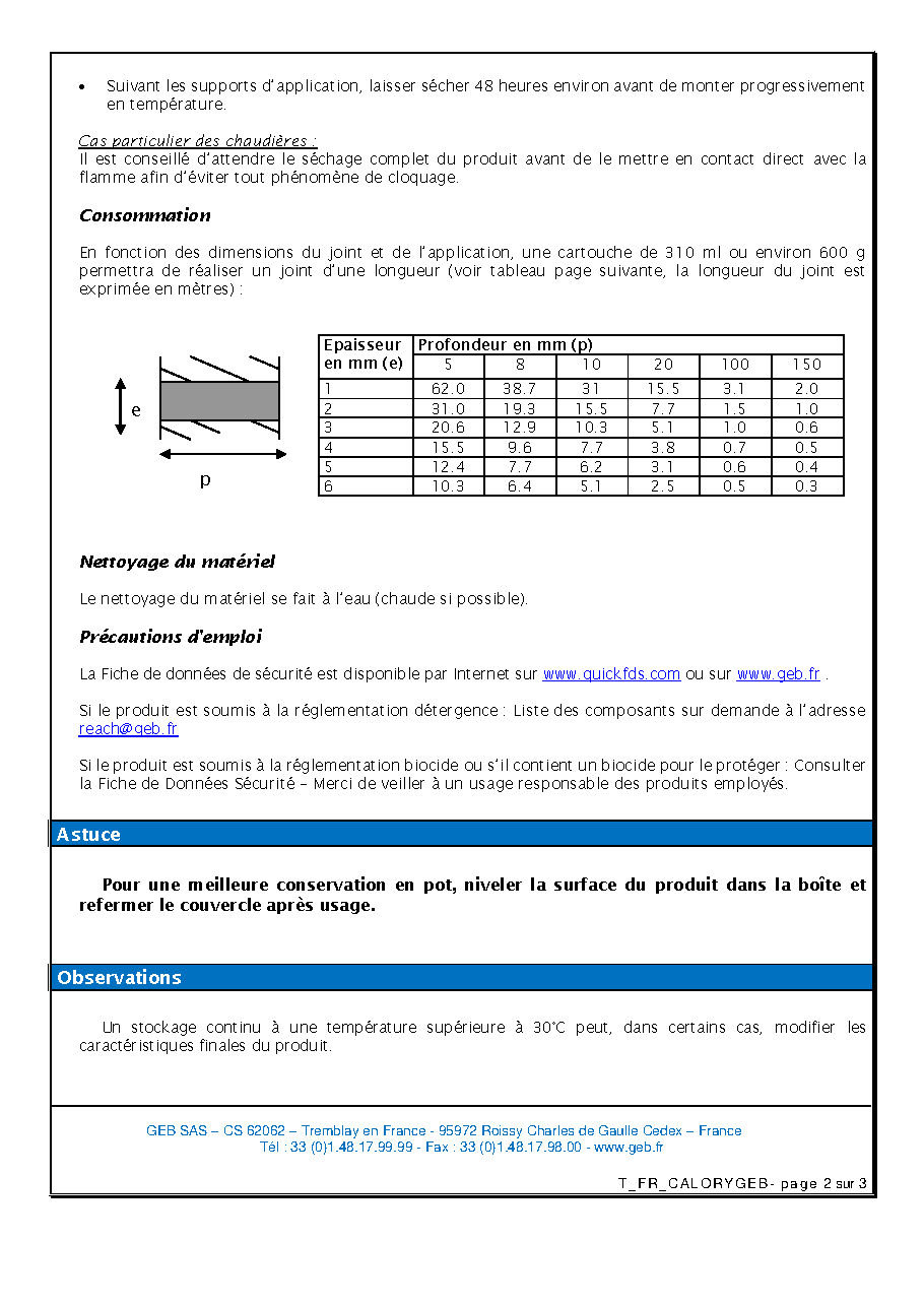 Fiche technique fournisseur