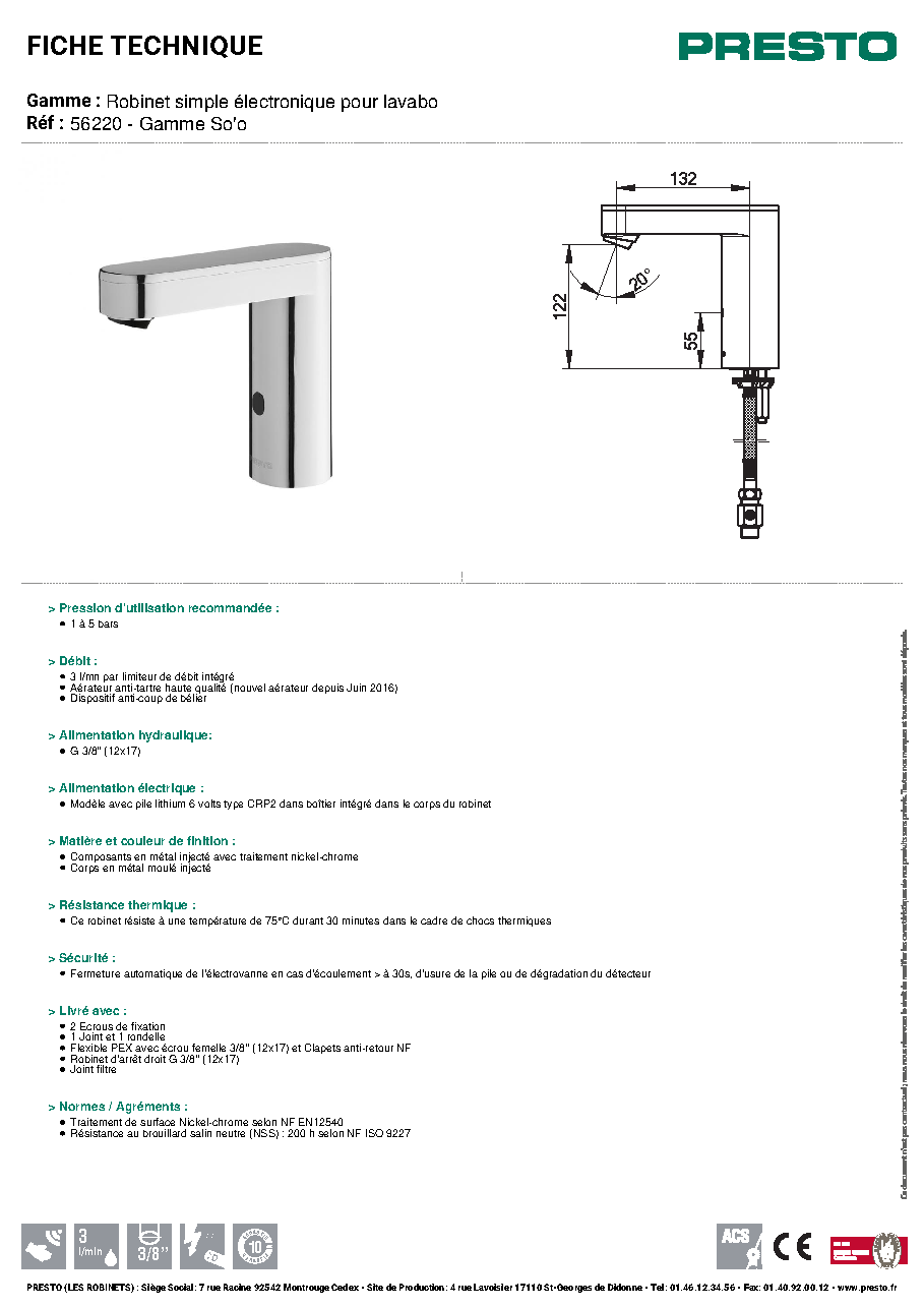 Fiche technique fournisseur