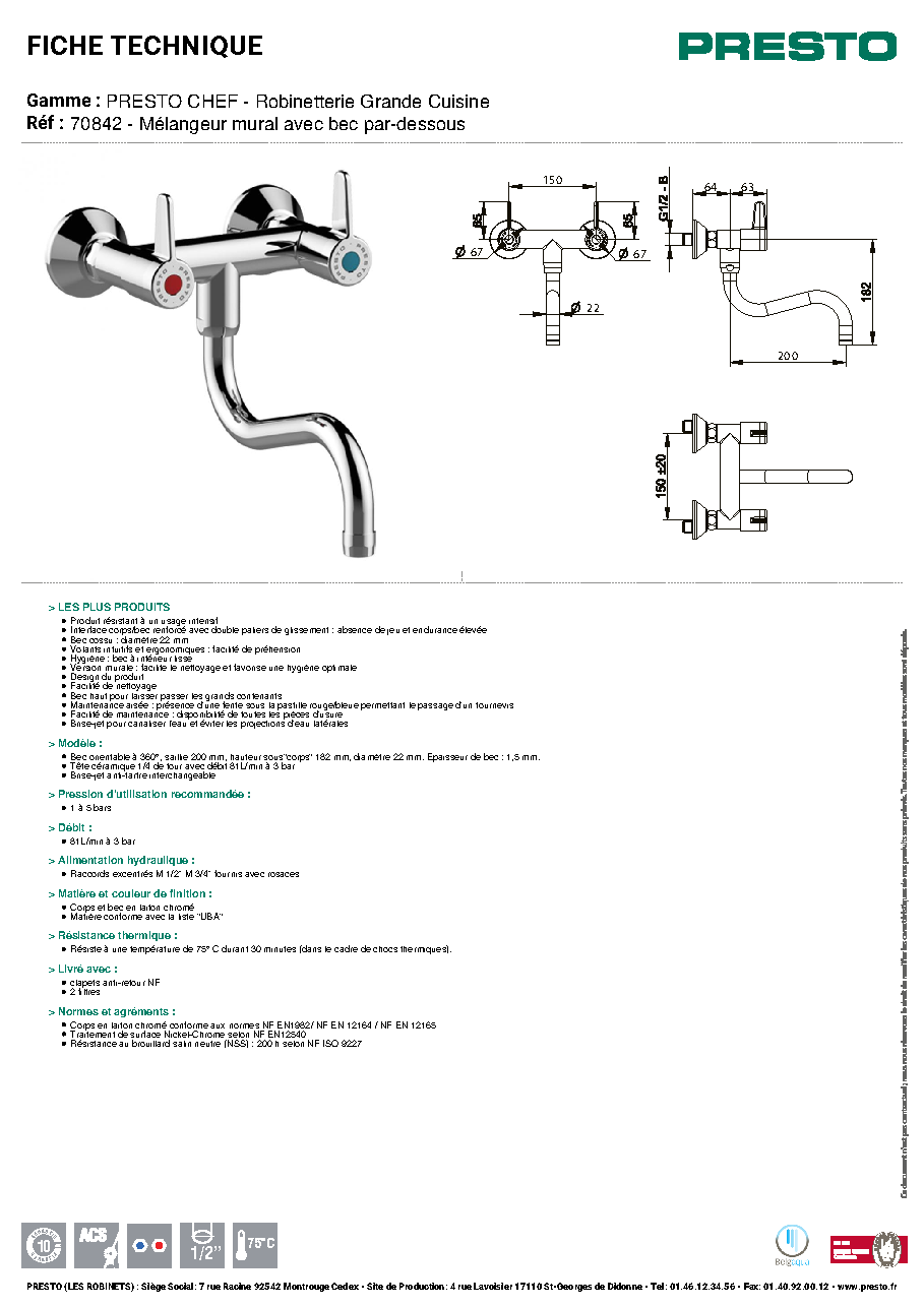 Fiche technique fournisseur