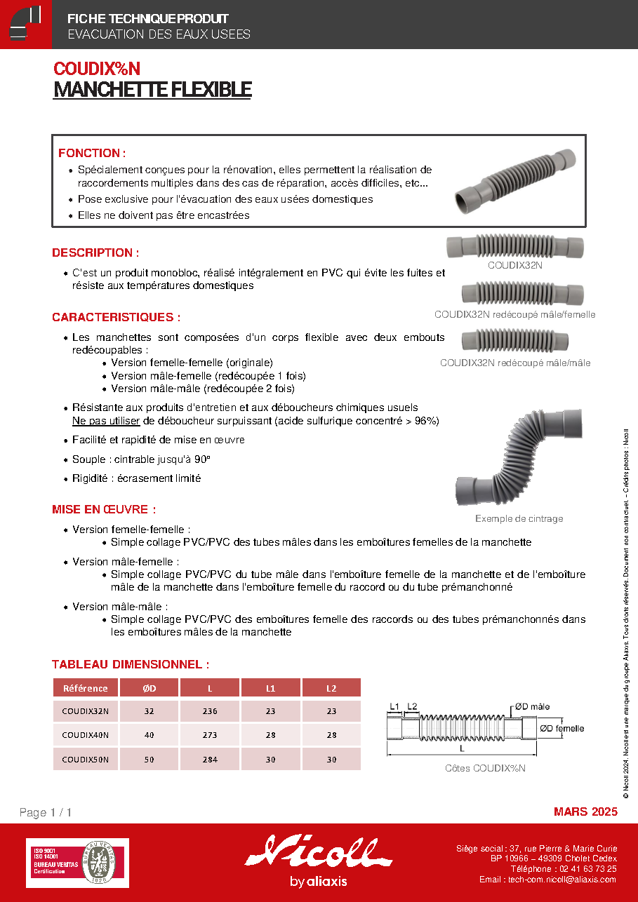 Fiche technique fournisseur