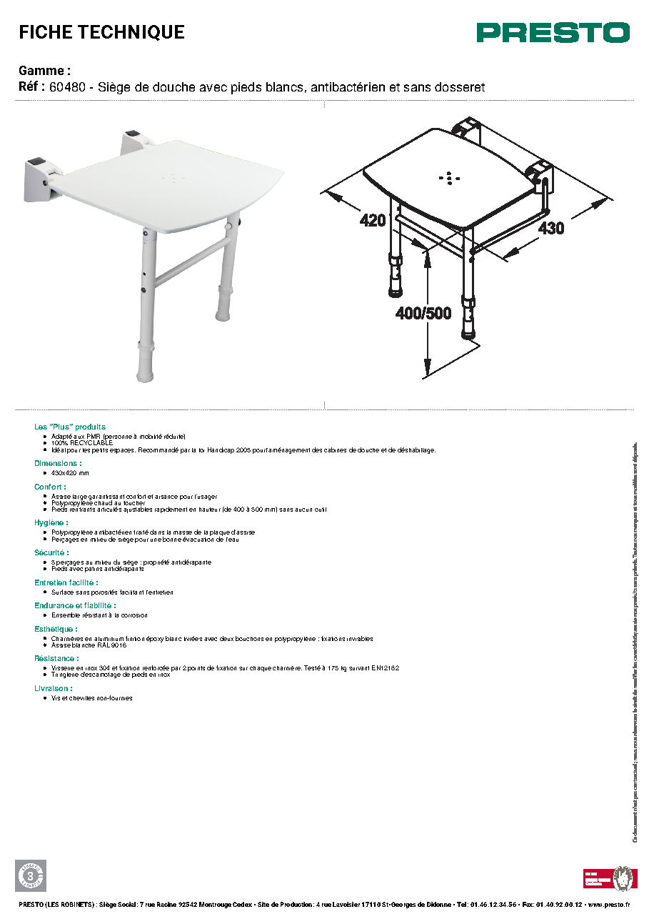 Fiche technique fournisseur