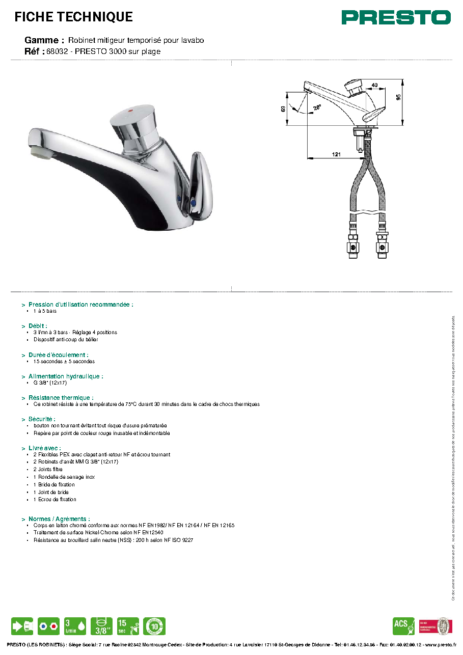 Fiche technique fournisseur