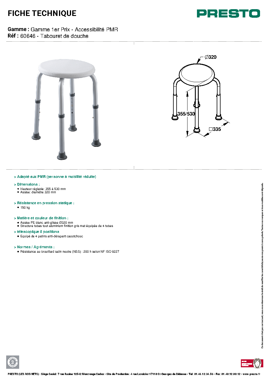 Fiche technique fournisseur