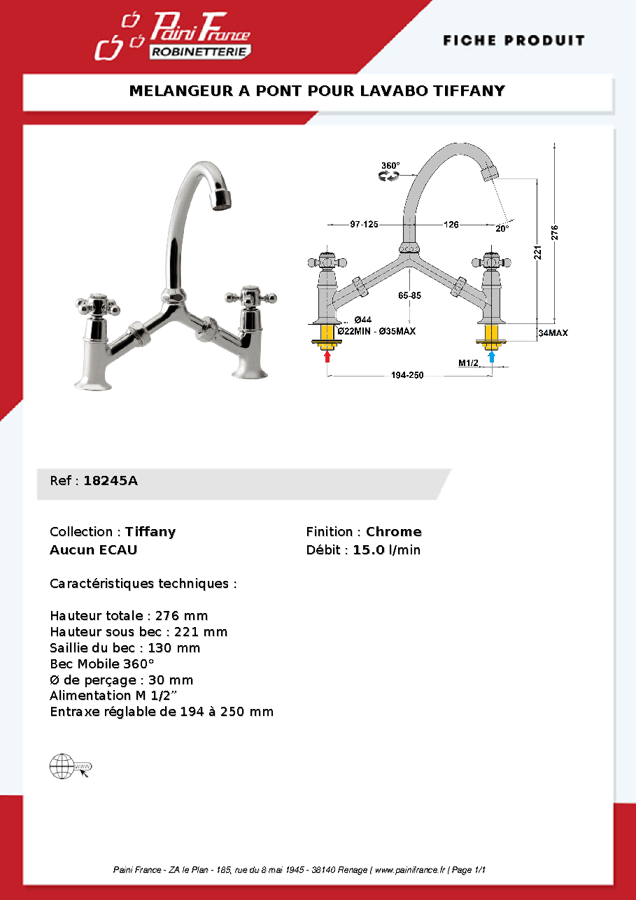 Fiche technique fournisseur
