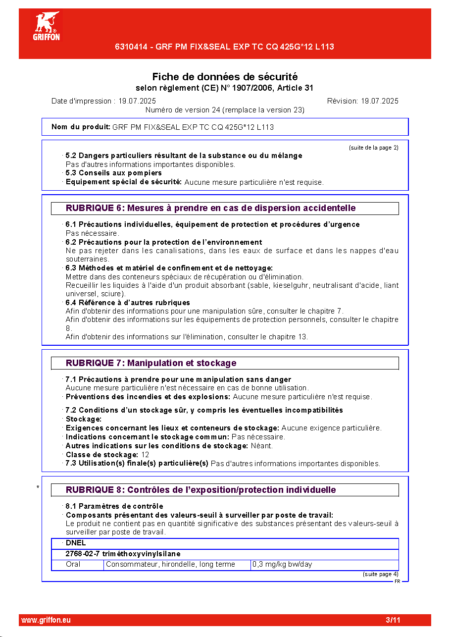 Fiche technique fournisseur