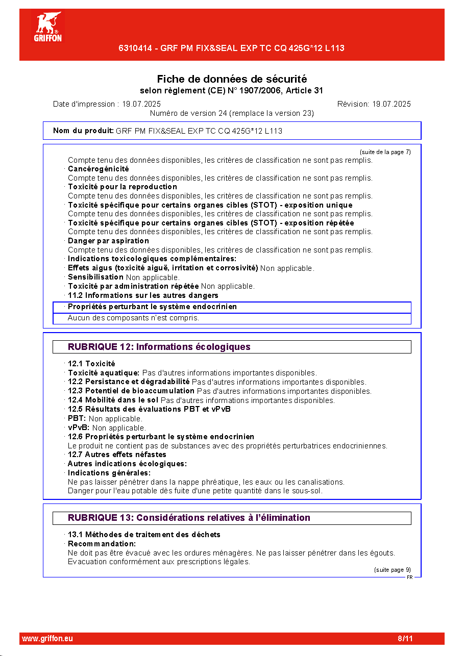 Fiche technique fournisseur