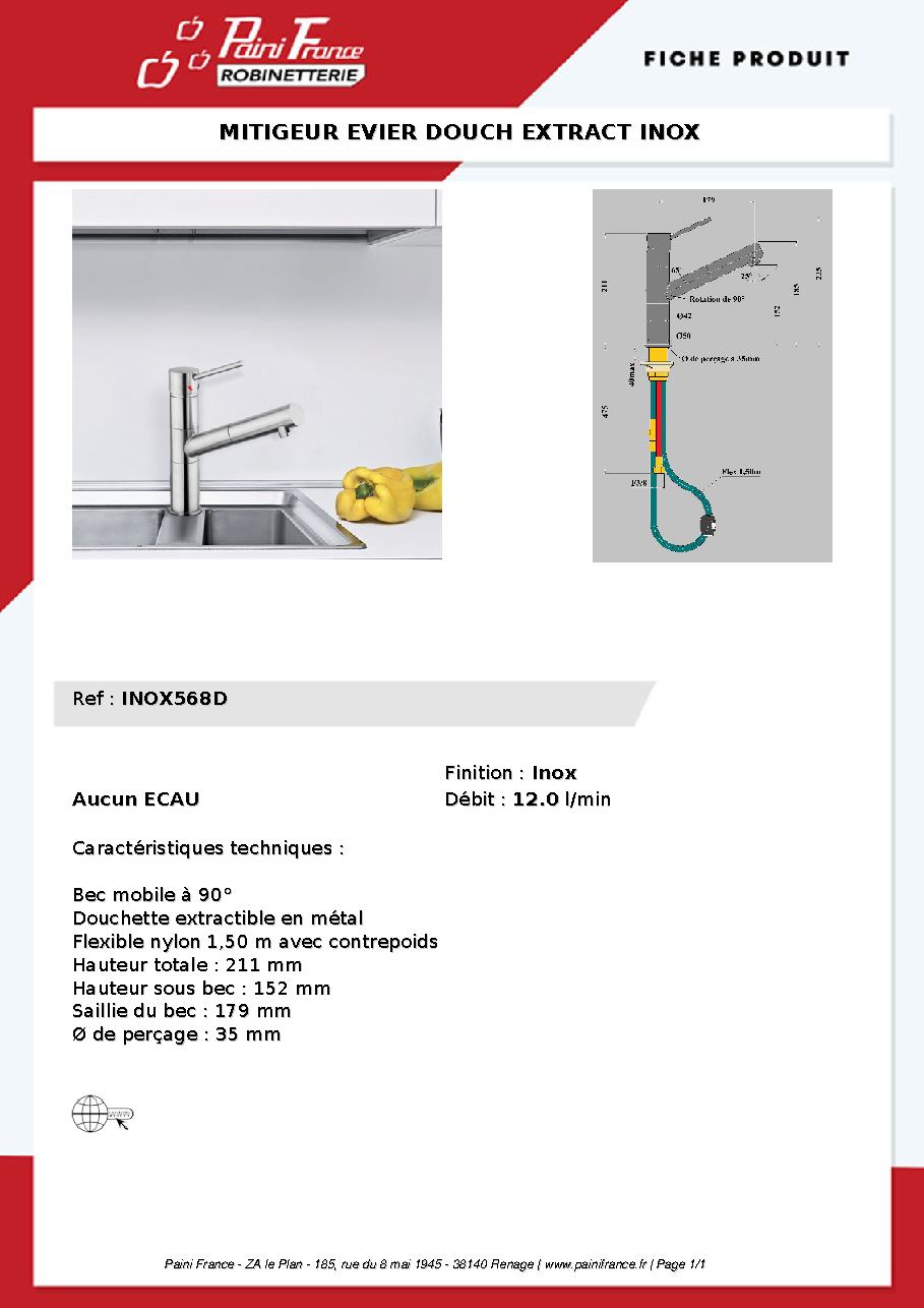 Fiche technique fournisseur