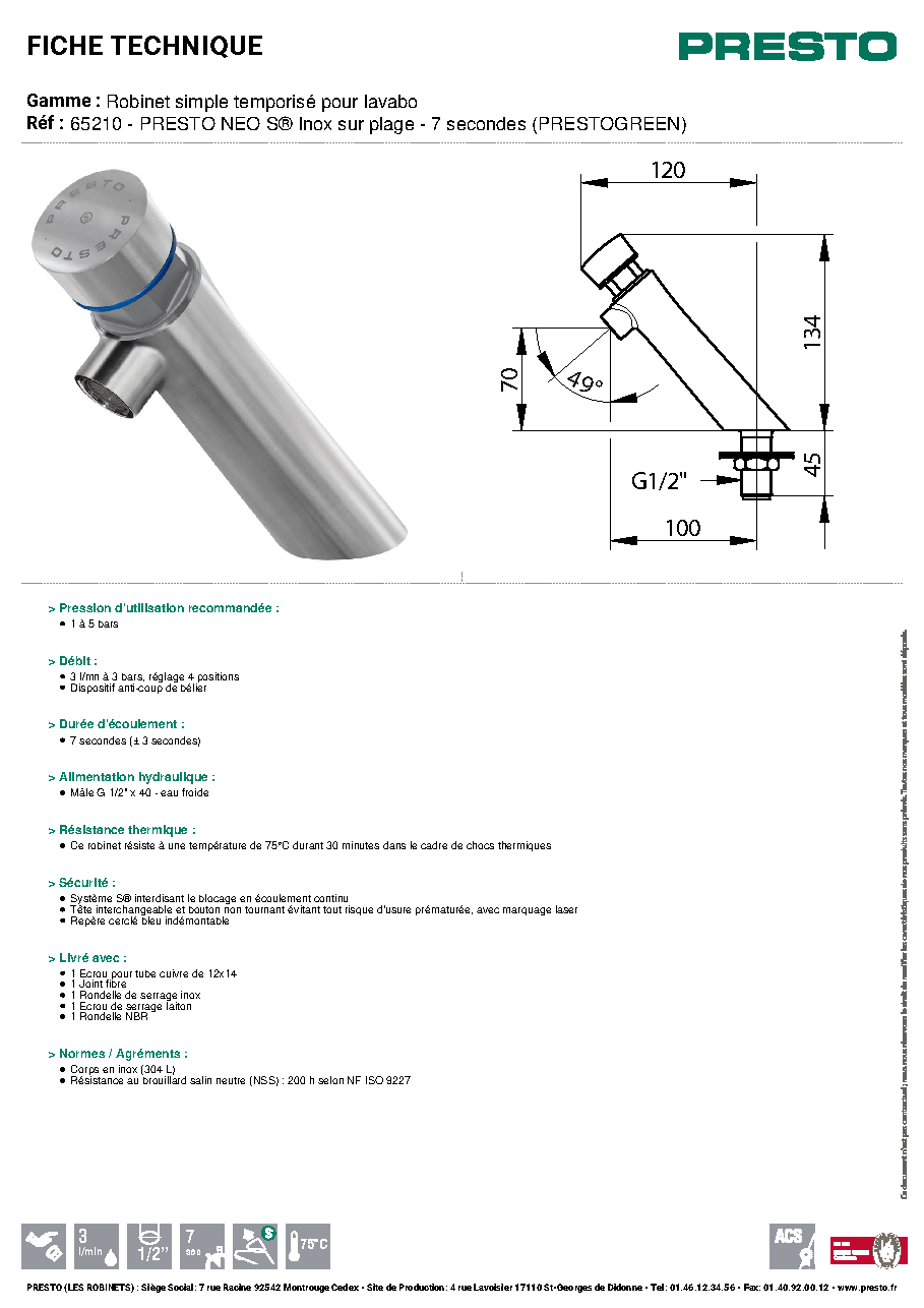 Fiche technique fournisseur