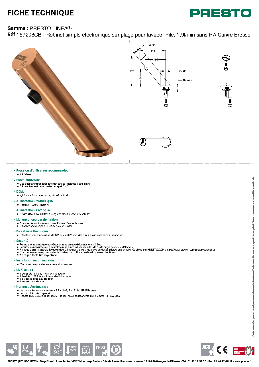 Fiche technique fournisseur