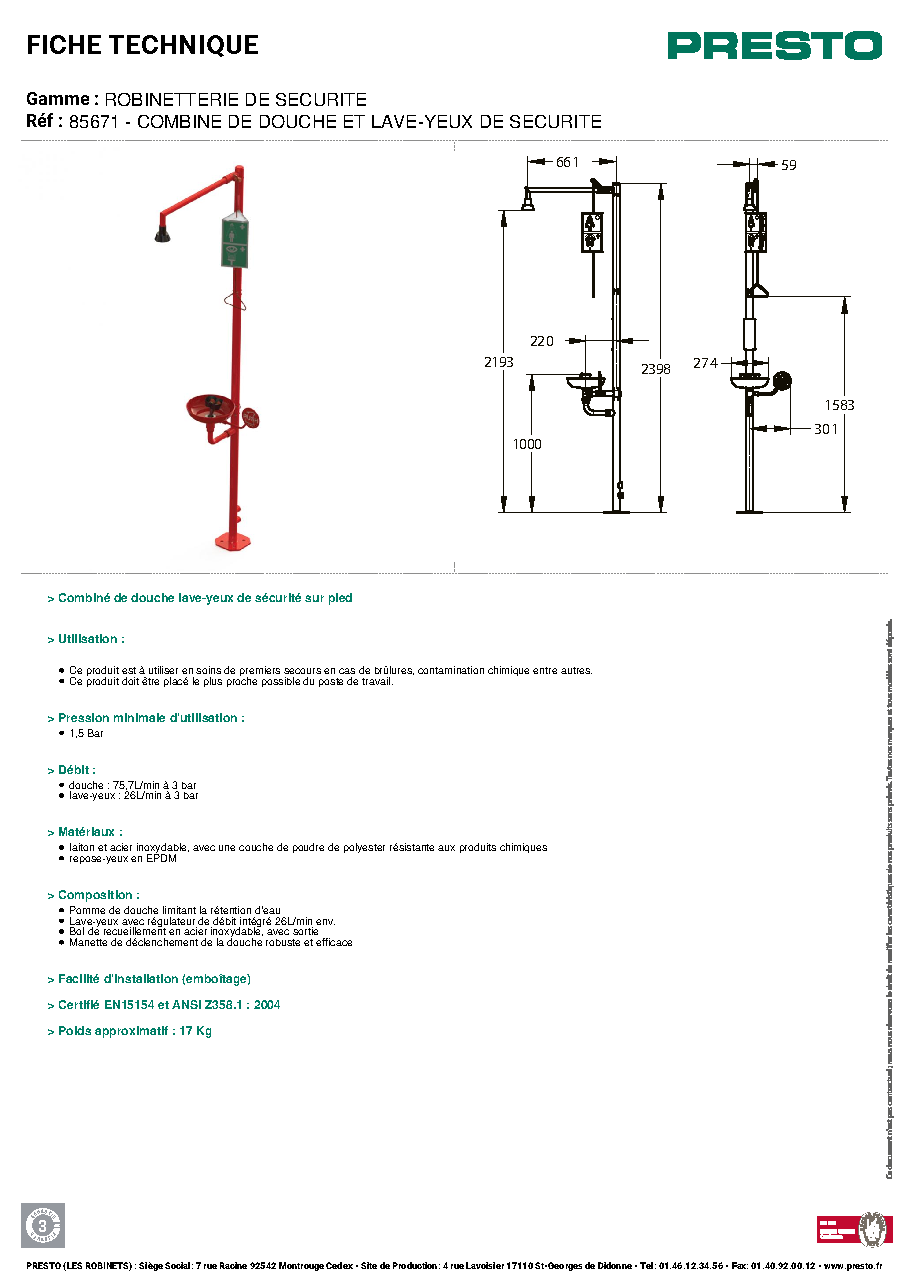 Fiche technique fournisseur