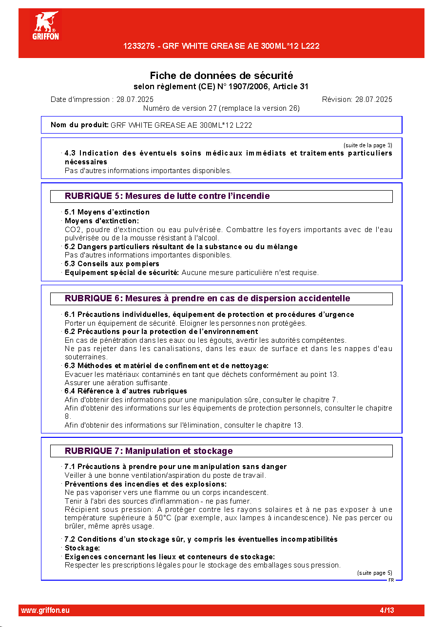 Fiche technique fournisseur