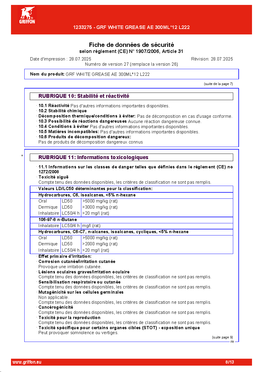 Fiche technique fournisseur