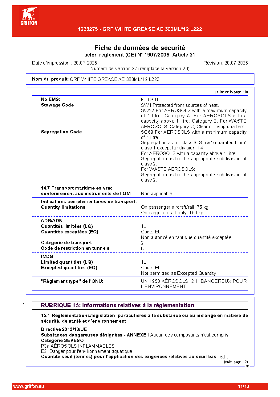 Fiche technique fournisseur