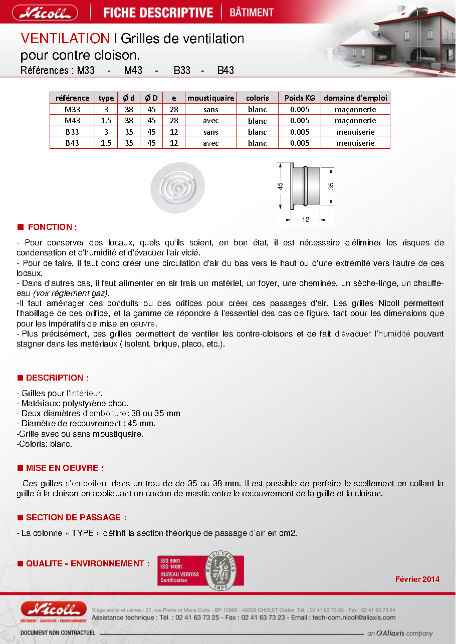 Fiche technique fournisseur