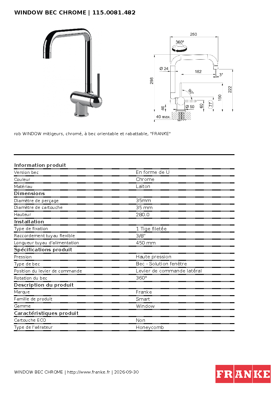 Fiche technique fournisseur