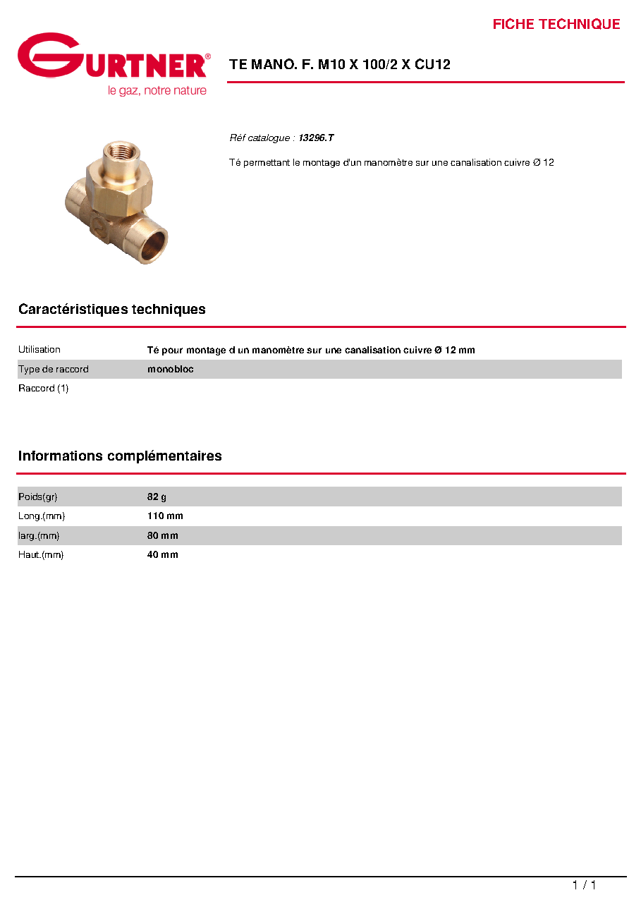 Fiche technique fournisseur